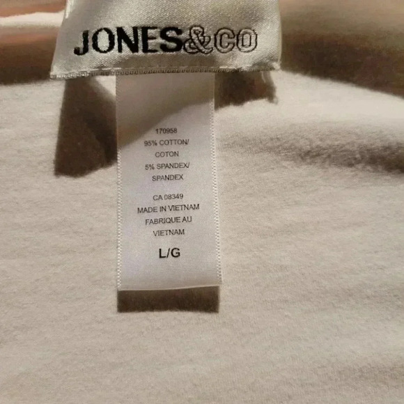 Womans Jones & Co white top in cotton  spandex 3/4 sleeves Large - Picture 7 of 9